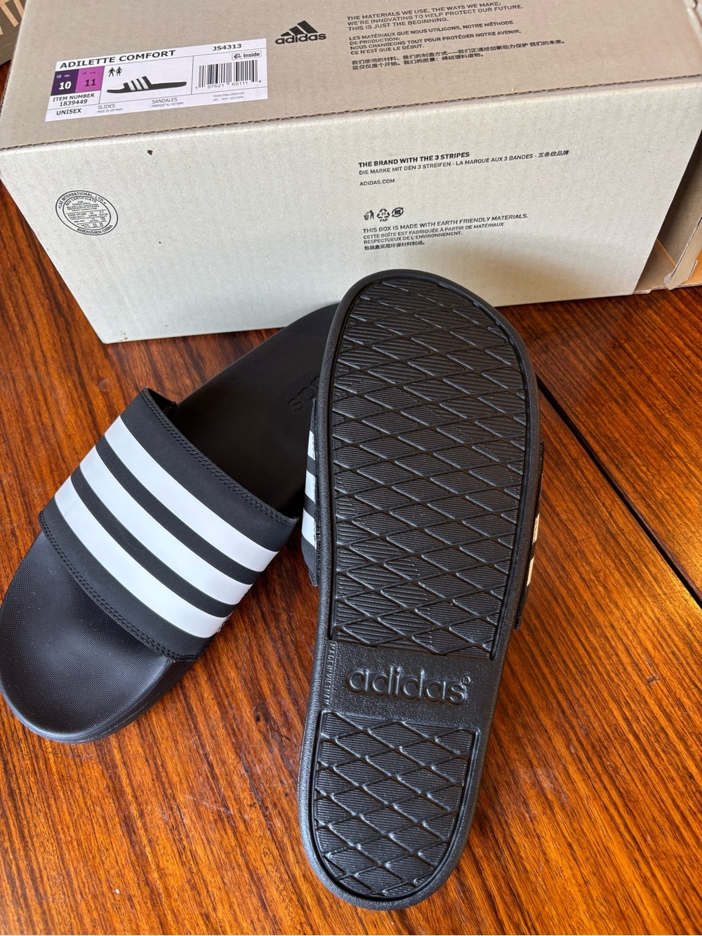 adidas Black and White Men’s Slide Sandals